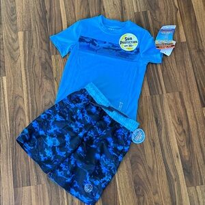 NEW! ZeroXposur Kids' Black and Blue Camo Swim Set